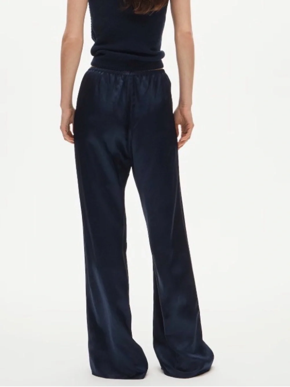 Women's Cosmo pant in luster charmeuse (Navy Wide-Leg Pants) - J Crew
